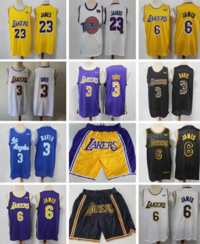 Los Angeles''Lakers''MEN Jersey lebron 23 6 James Anthony 3 Davis Basketball Shorts Basketball Jerseys yellow