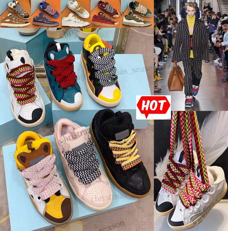 

Mens with lanvin logo Top Designer women mesh woven Lace-up shoes style 90s extraordinary embossed Leather Sneak Curb in nappa calfskin Rubber platform sole sneakers