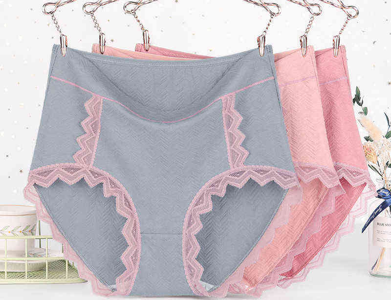 

3pcs Panties for women 6XL big size fat pure cotton anti-bacterial high waist for middle-aged and elderly women cotton shorts T220810