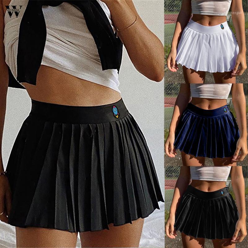 

Skirts Womail Women Pleated High Waist School Style Rockets Pattern Girls Slim Ladies Thin Skirt Mini 2022 Summer, Wh