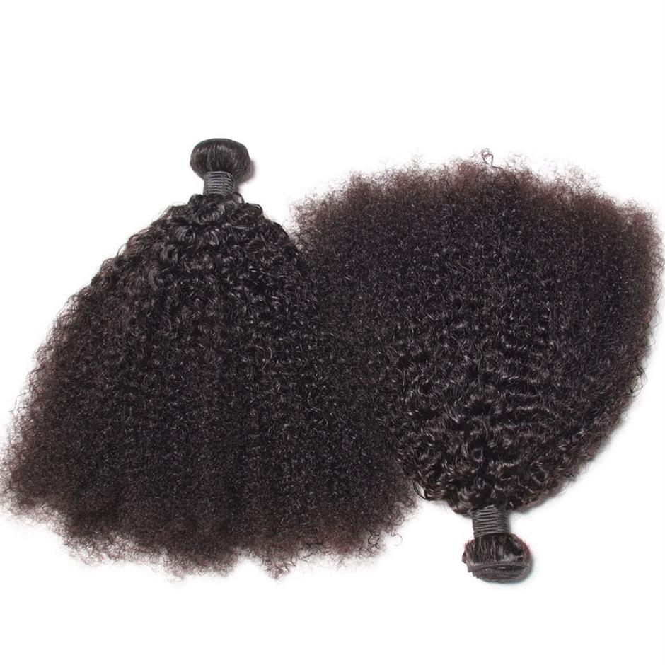 

Brazilian Afro Kinky Curly Human Hair Bundles Unprocessed Remy Hair Weaves Double Wefts 100g Bundle 2bundle lot Hair Extensions260G, Natural color