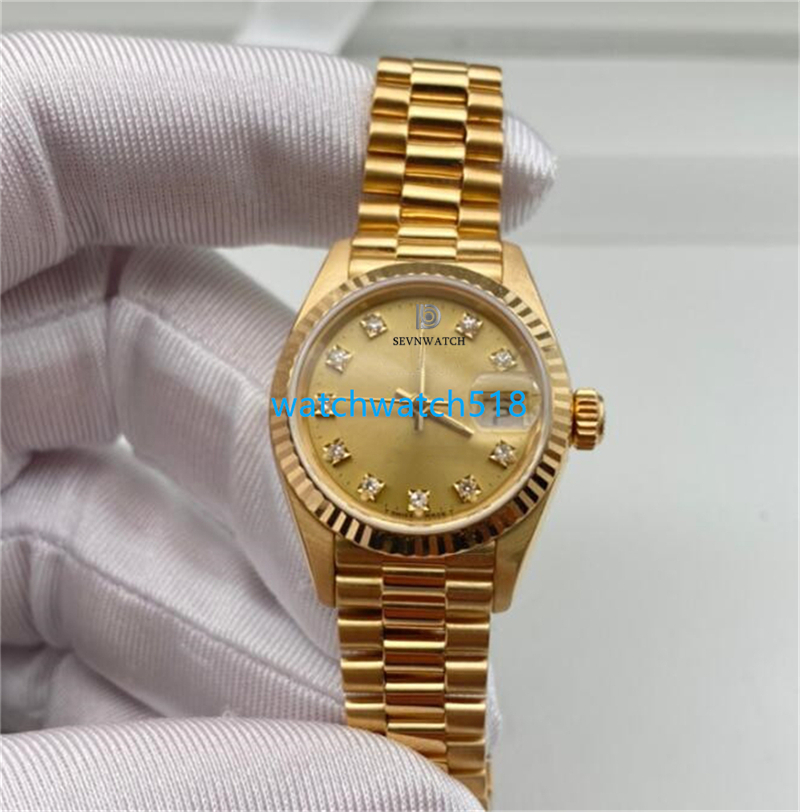 

Luxury Womens Watches Waterproof 26mm Diamond Bezel Asia 2813 Mechanical Calendar 18K Gold Stainless Steel Bracelet Classic Wristwatch