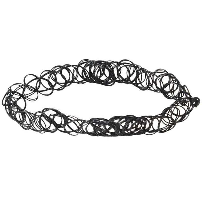 

Chokers Pieces Black Tattoo Choker Necklace Stretch Gothic Henna Elastic SetChokers