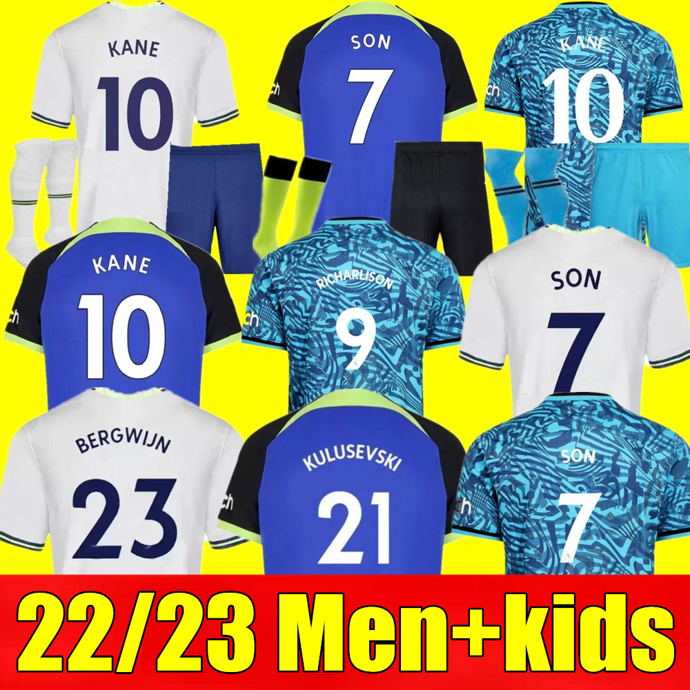 

New 22 23 Men kids kit KANE SON DELE BALE soccer jersey home away 3rd goalkeeper gk HOJBJERG BERGWIJN SPURS LO CELSO 2022 2023 LUCAS football shirts uniforms adult Youth, 22/23 adult away+champion patch