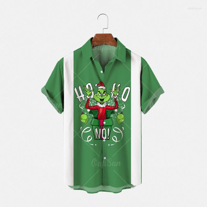 

Men' Casual Shirts Fashion Hawaiian Shirt Short Sleeve Streetwear Printed Christmas Patchwork Summer Chic Beach Green Hair Monster -5X Eld, Zm-2213