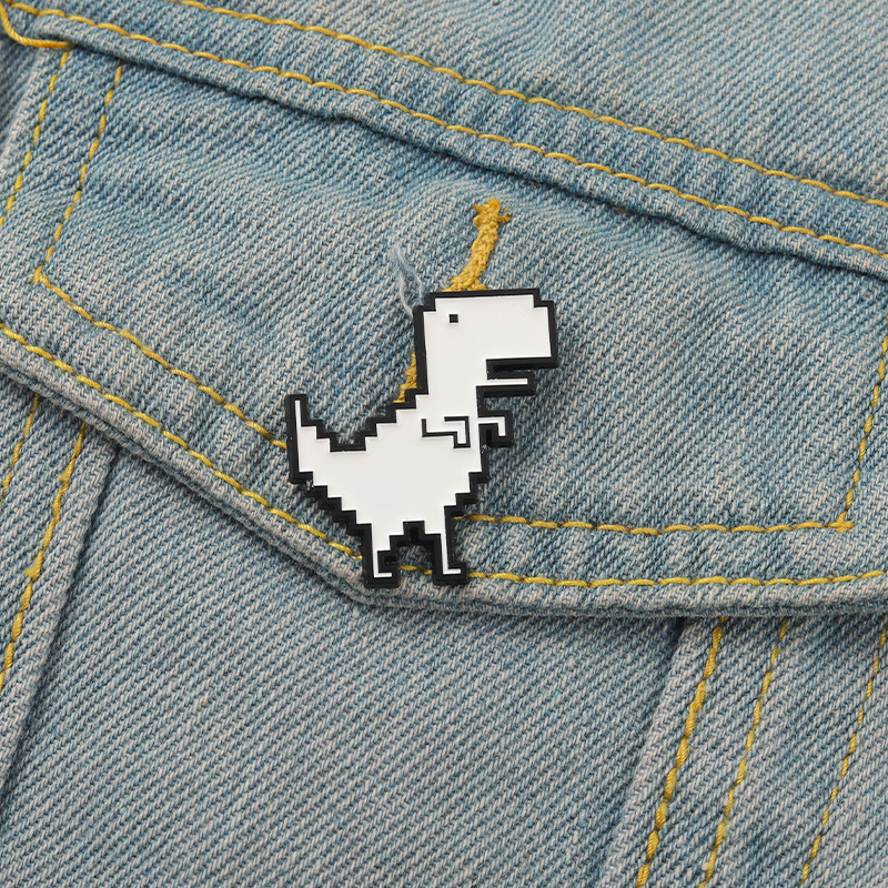 

Tyrannosaurus Rex Enamel Pins Custom Cute White Dinosaur Brooches Bag Clothes Lapel Pin Simple Jewelry Gift for Kid Friend, As picture