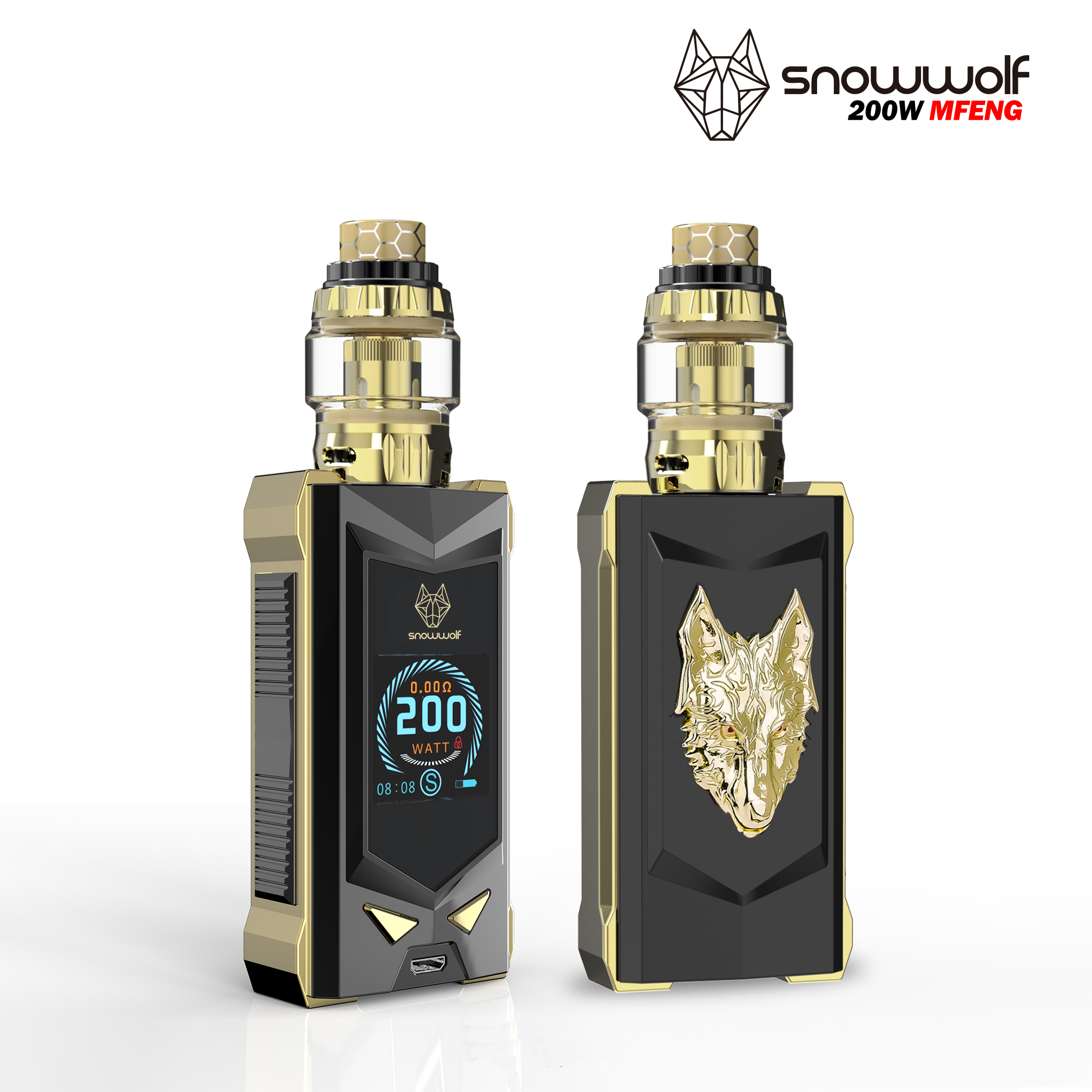 

Vape E Cig kit 100% Original Sigelei Snowwolf Mfeng Vapes Mod With Atomizer Tank Coil 200W SUPER POWER Electronic Cigarettes More puffs Than Disposable, Wf-m 0.13 ohm coil