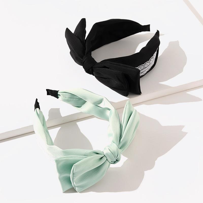 

Hair Clips & Barrettes Salt Girl Bowknot Hairpin Headband Female Wild Outing Fabric Sweet Temperament Pressure Non-slip Wide-brimmed Headban