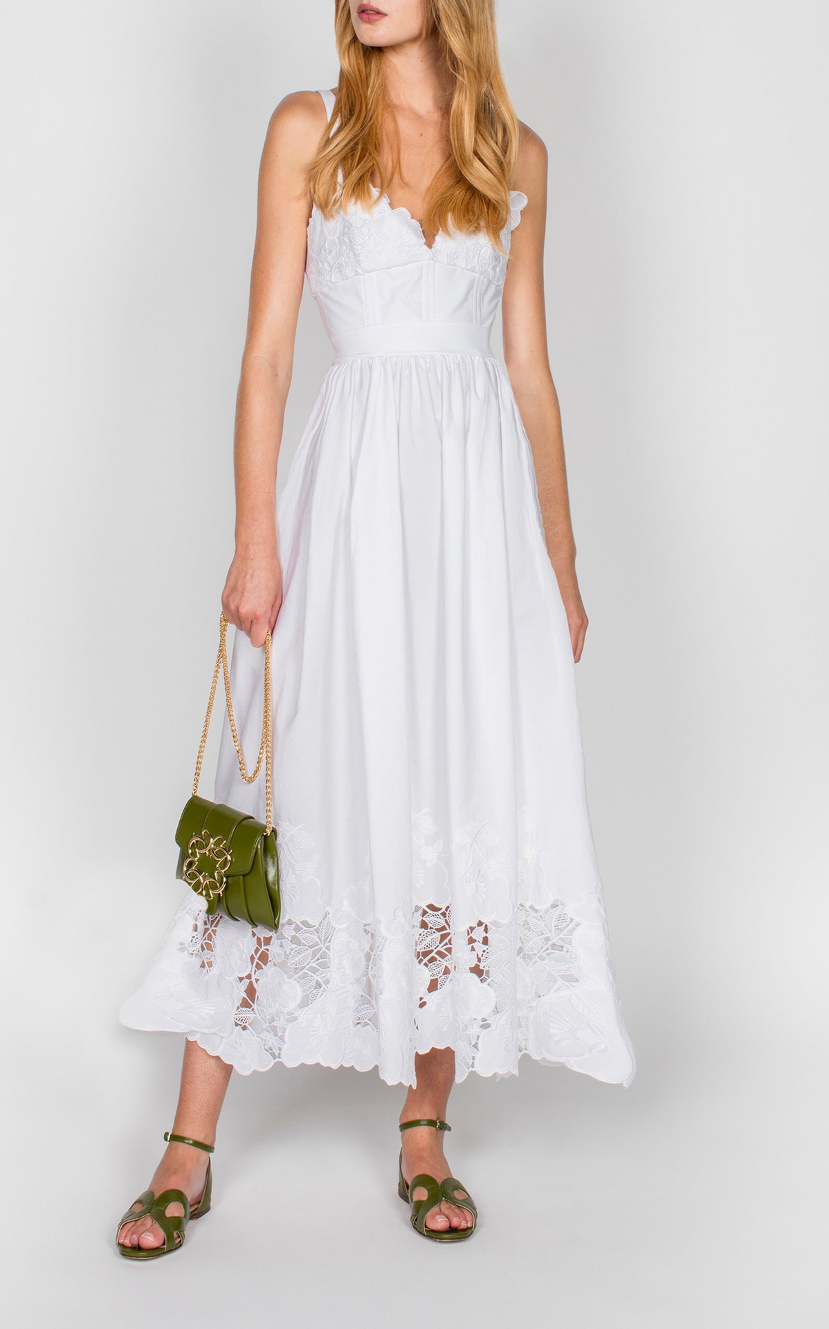 

2022 spring and summer tide brand new dress Madeira hollow embroidery vest dress, Multi