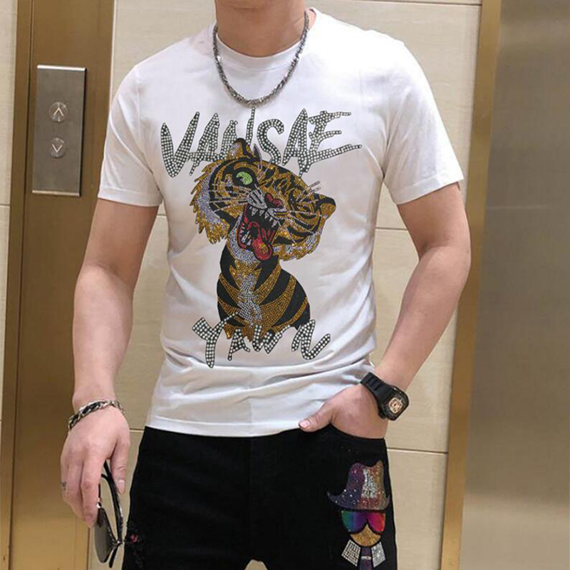 2022 Summer Latest Design Men's T-shirt Cotton Cartoon Pattern Hot diamond Top Craft Tees Multi Color Lovers' Clothes Handsome Youthful Ma