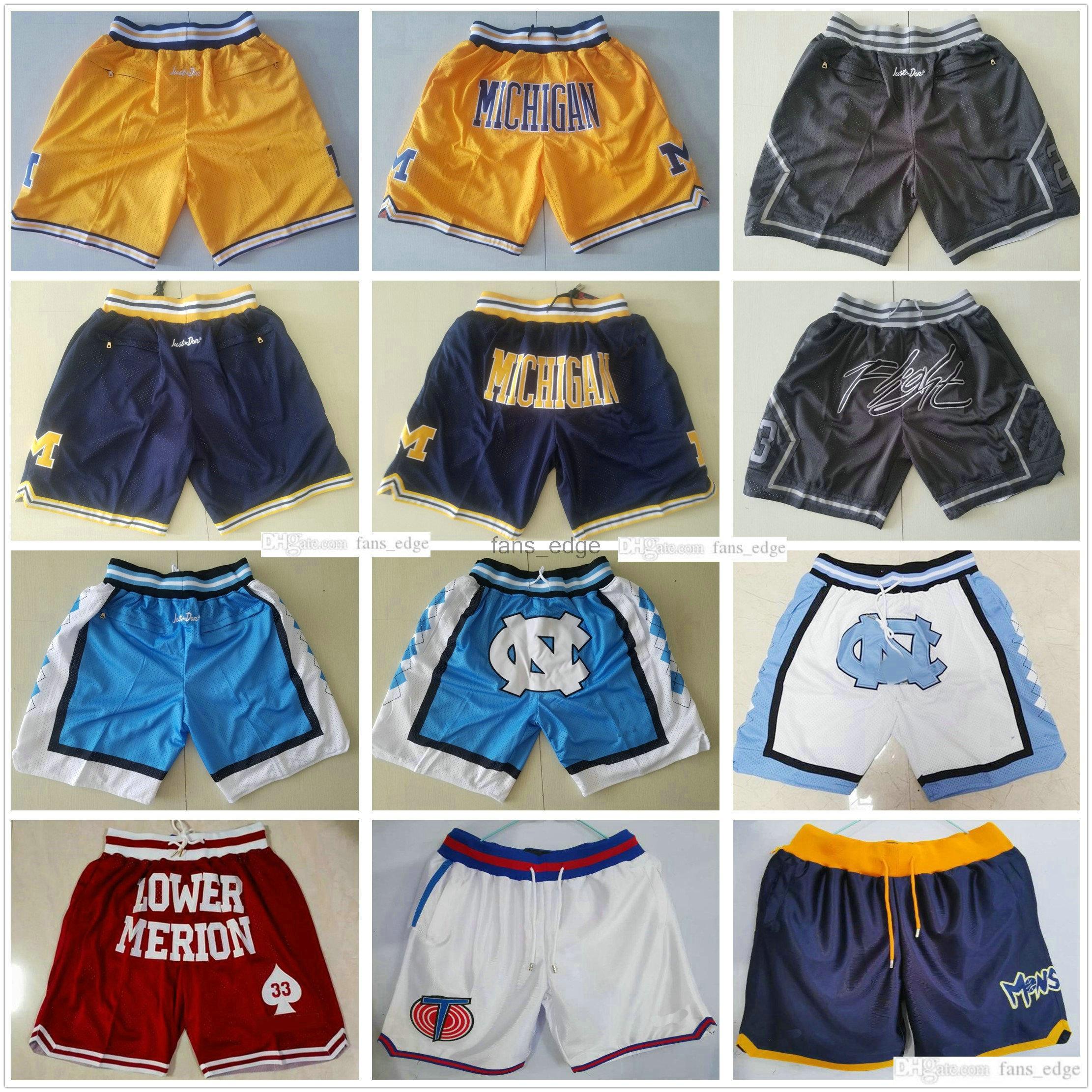 

Just Don Basketball Short North Carolina Tar Heels University of Michigan Wolverines Shorts Lower Merion High School Pan''nba''Jerseys, Black