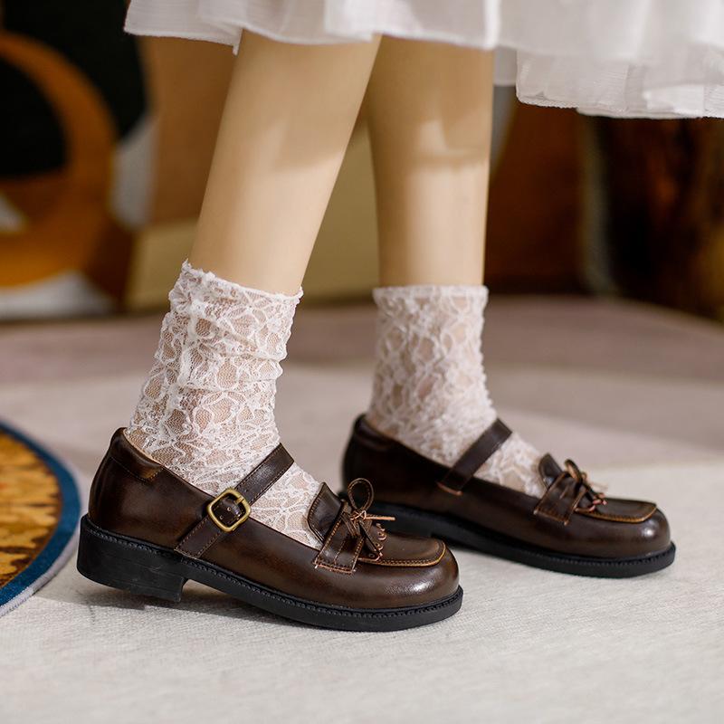 

Dress Shoes Spring And Autumn Lolita Mary Jane Small Leather One Word Buckle Wild Round Head Casual Women's Jk Uniform ShoesDress, Beige