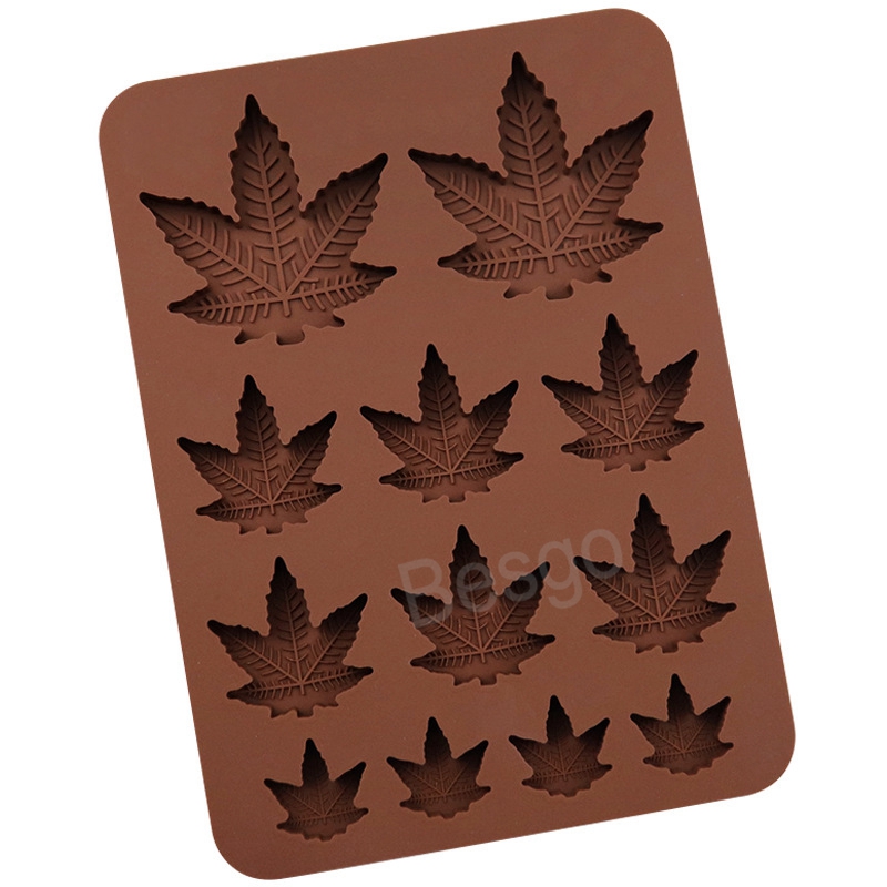 

12 Grid Silicone Maple Leaf Mould Leaves Chocolate Mold Dessert Ice Cube Molds Cake Candy DIY Molds Kitchen Baking Moulds BH7005 TYJ