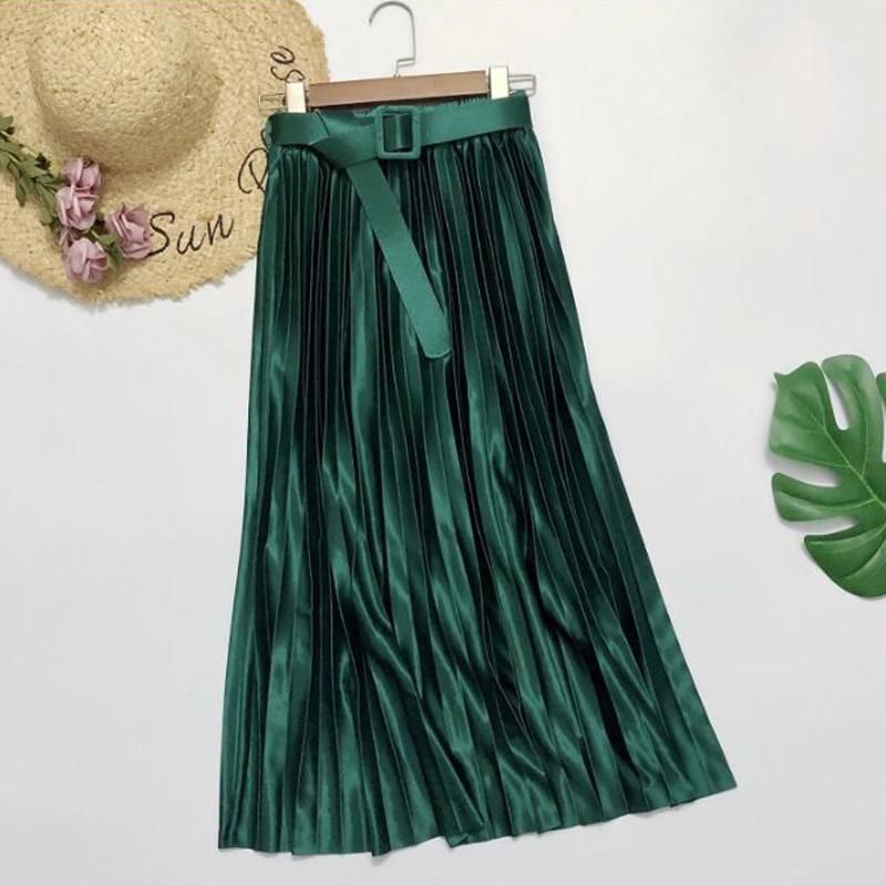 

Woman Skirts Shiny Wetlook Metallic Satin Long Womens 2022 Summer Autumn Party Loose Chic Maxi Pleated Skirt Female, Long skirt