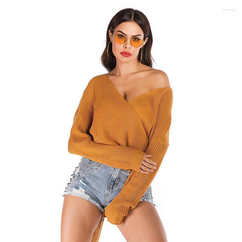 

Women' Sweaters Sweater T-shirt V-neck Solid Color Long Sleeve Pullover Outside Wearing Comfortable And Loose At Home Jemi22, Yellow