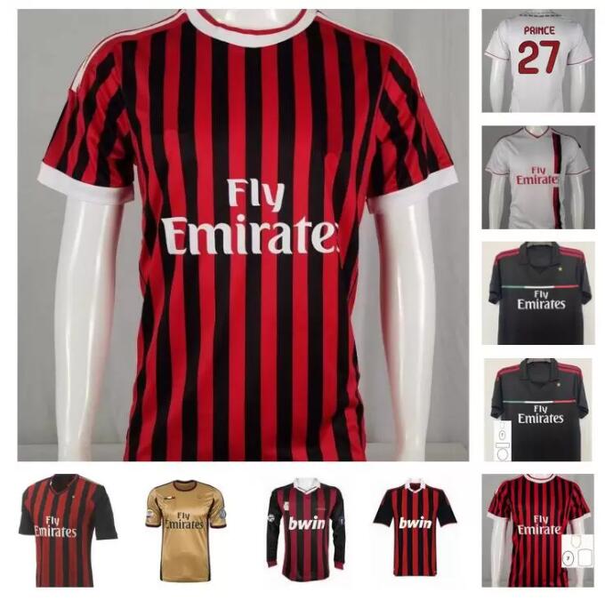 

AC milans 2009 2010 2011 2012 2013 2014 retro soccer jersey 09 10 11 12 13 14 Ronaldinho Beckham Maldini Pato Seedorf Inzaghi IBRAHIMOVIC Pirlo vintage football shirt, Black