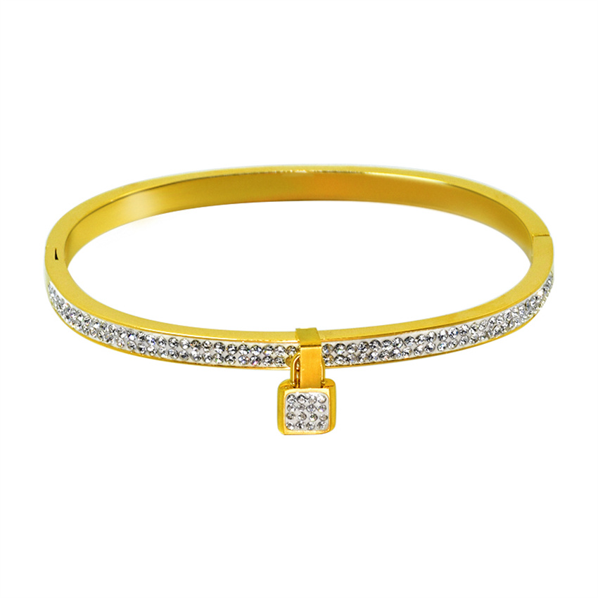 

Crystal Lock Lover Bangles for Women Charm Full Stone Stainless Steel Zirconia Fashion Jewelry Titanium Couple Luxury Designer Girl Wedding Holiday Party Casual