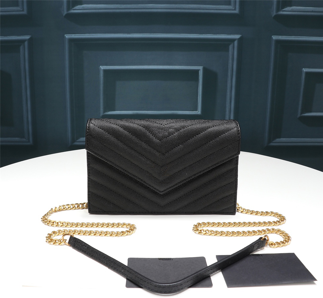 

top Quality Shoulder Bags designer chain Flip Genuine Leather bag womens tote With leather trim Handbag Crossbody Purse much card slots Wallets, 8 size 23cm