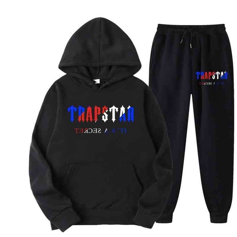 

Tracksuit Trapstar Brand Printed Sportswear Men 16 Colors Warm Two Pieces Set Loose Hoodie Sweatshirt Pants Jogging 220615, Beige