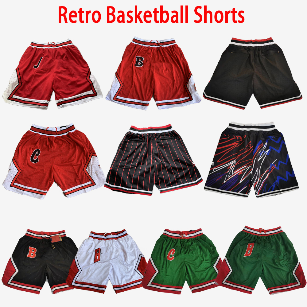 

Bull Basketball Shorts Retro All Printed Star #24 #8 #23 Team Print Short Sport Wear Pant With Pocket Vintage Classic pants Top Quality 4 pockets S-3XL