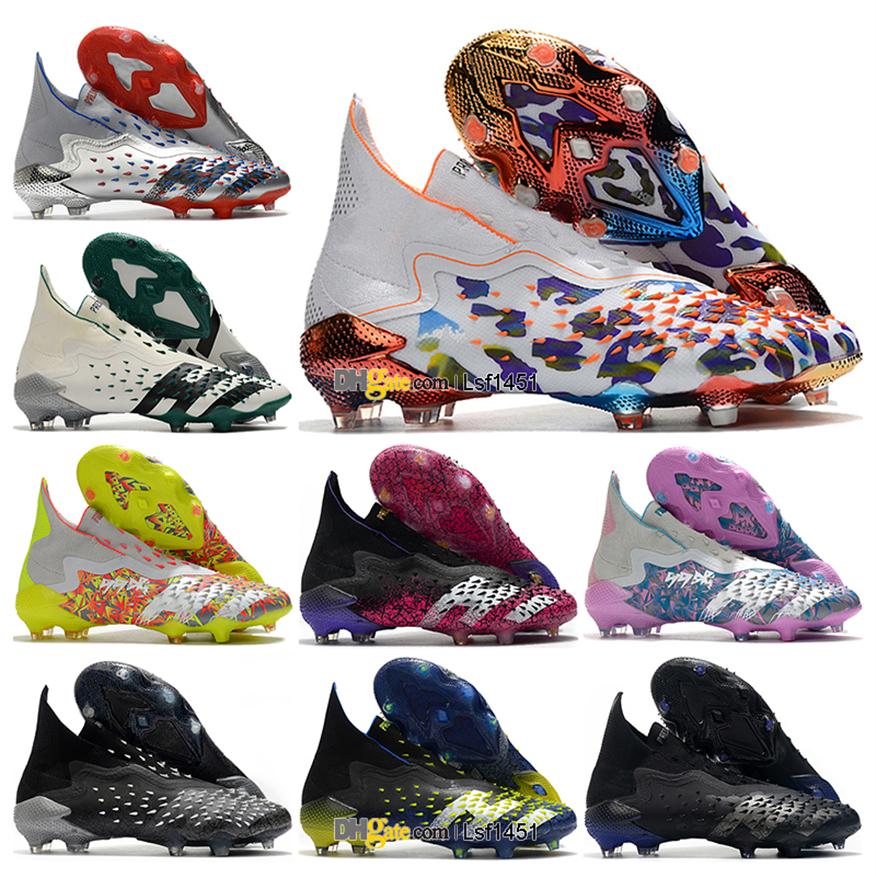 

GIFT BAG Mens High Ankle Football Boots Crampons Predator Freak FG Firm Ground Cleats Laceless Pogba Freak X Soccer Shoes Outdoor265f, Color 12