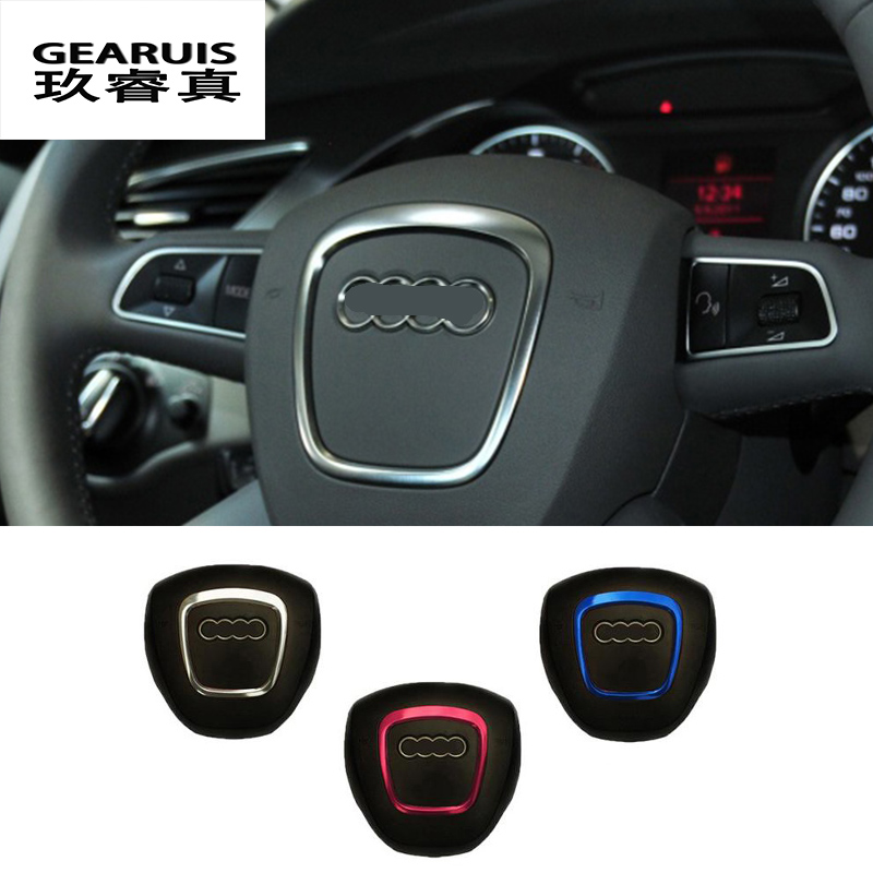 

Car Styling steering wheel center logo Covers Stickers Trim for Audi A4 B6 B7 B8 A6 C6 A5 Q7 Q5 A3 8P S3 8v Interior Accessories
