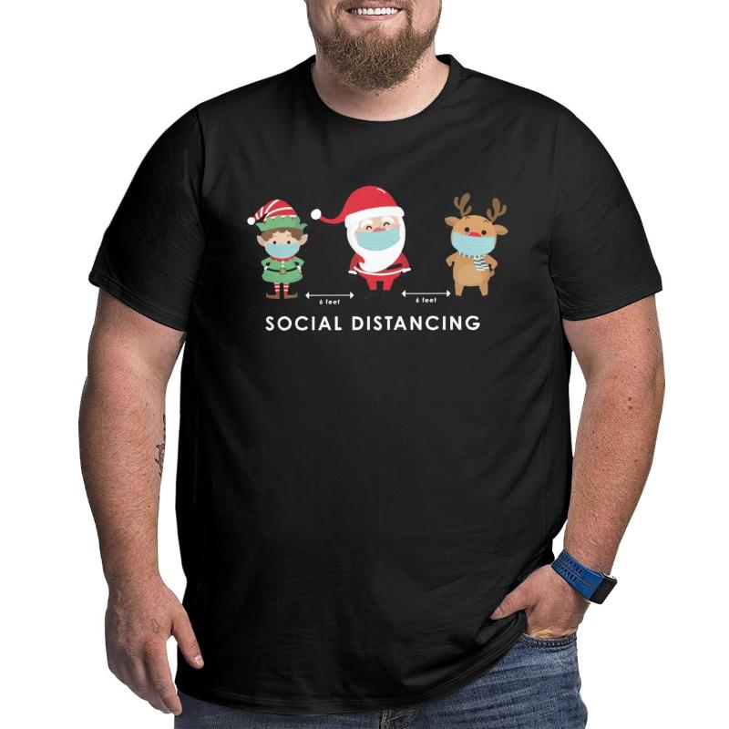

Men's T-Shirts Family Social Distancing Santa T-Shirt For Men Merry Christmas Pure Cotton Big Tall Tee T Shirts Plus Size 4XL 5XL 6XL Clothe, Black