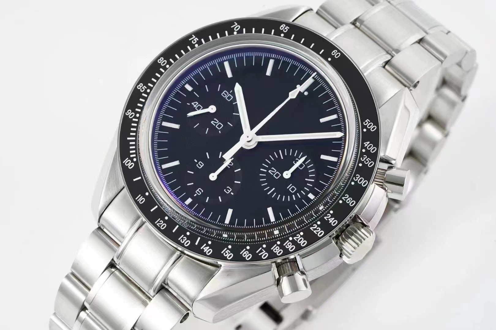 

Men's Mechanical Watch Running Second Chronograph Multi-function High Quality Movement Automatic Winding Super Waterproof Watch 44mm, Silver