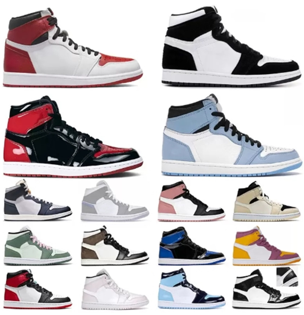 

University air Mens retro jordon 1 Basketball shoes 1s New beginnings High Dark Mocha UNC Light Smoke Grey Chicago patent bred royal toe men women Designer sneakers, Option shoe size