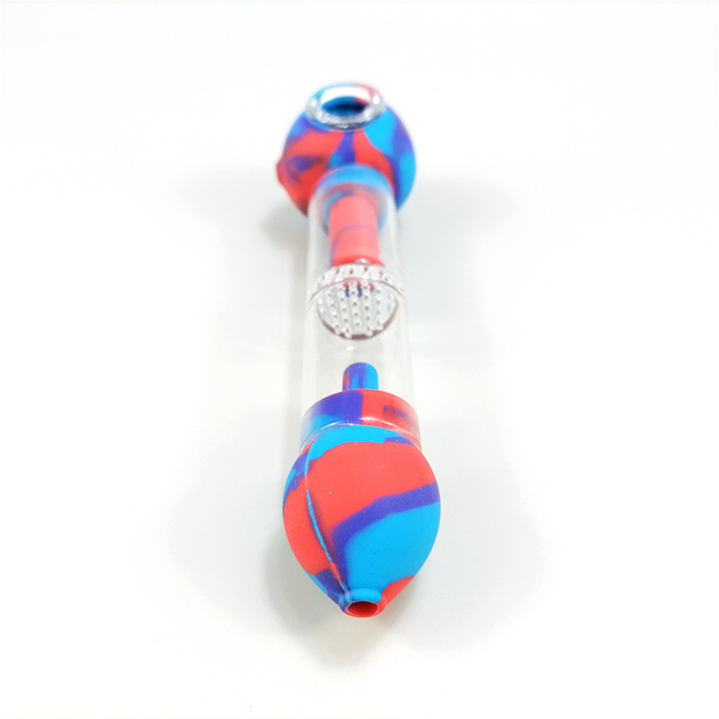 

glass pipe silicone Filte camouflage color 18.2cm portable smoking accessories hookah Holder for Tobacco Dry Herb Oil pipe