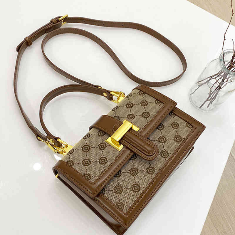 

Purses sale Messenger Bag version small square bag sling one shoulder women's Cross live broadcast canvas, Brown