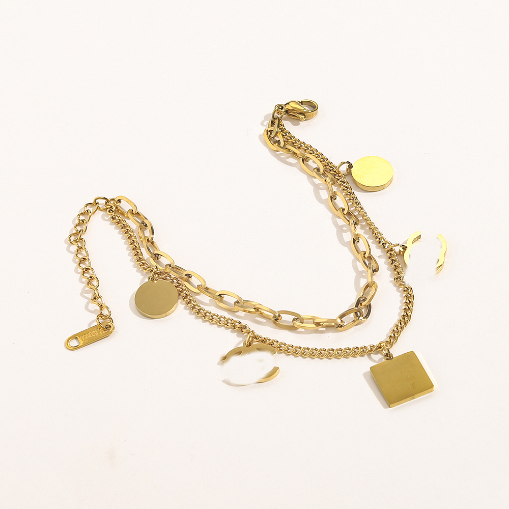 

High Quality Brand Desigenr Printed Back Letter Link Bracelets Fashion Mens Womens 100% Stainless Steel Bracelet Bangle Chain Simple Women Wedding Jewelry Gift