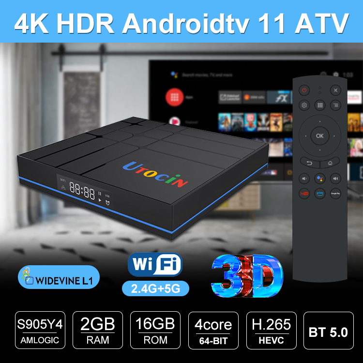 

New arrival Utocin S12 Amlogic S905Y4 Androidtv 11.0 Widevine L1 TV Box 2GB 16GB Dual WiFi Bluetooth Voice Remote Control Power Media Player