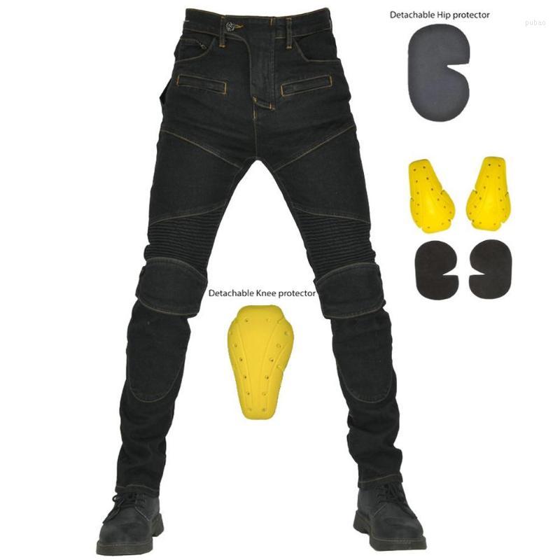 Vêtements de moto Jeans en denim pour hommes femmes pantalons de course de motocross avec 4 x CE Armor genouillères de protection de la hanche cy