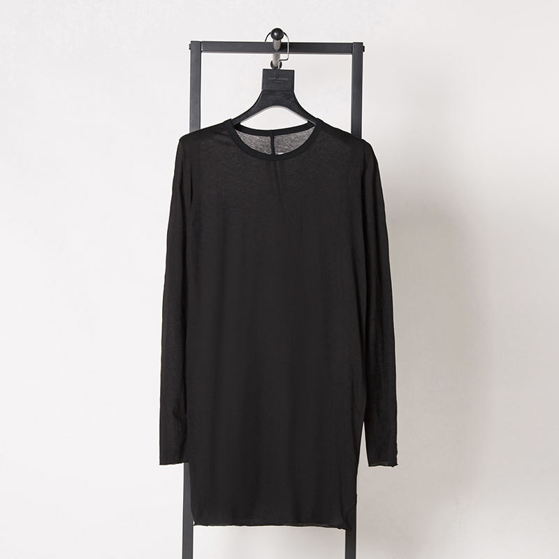 

High Street Rick Men' T-Shirts High Quality Cotton Long Sleeves Designers T Shirt Owens Womens Tshirts Streetwear Casual Tees Man Clothing, Black