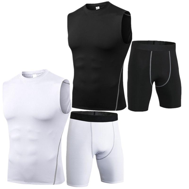 

Gym Clothing Men Sport Tight Shorts Pants Vest Boy Tank Sleeveless T-Shirt Top Compression Singlet Fitness Outdoor Workout Training Cycling, Black vest