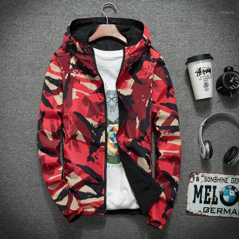 Vestes pour hommes Double face portant des hommes veste à capuche automne coupe-vent mode camouflage streetwear grande taille style manteau de pr
