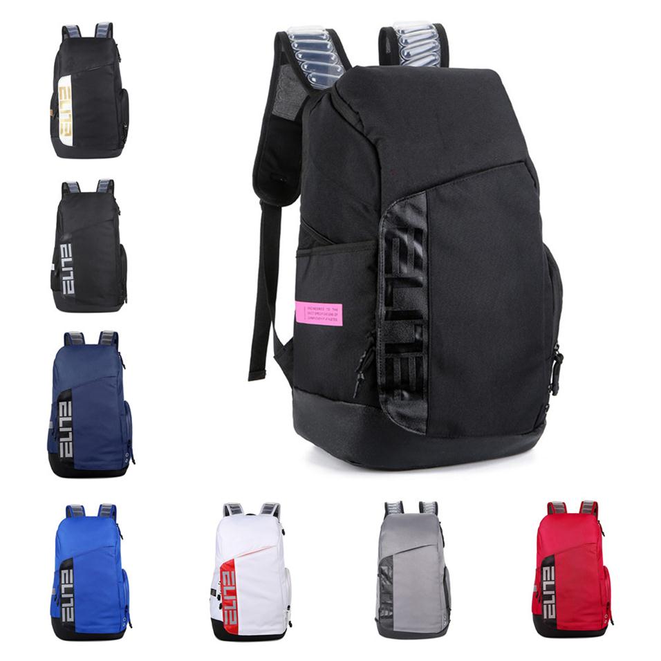 

2022 New Unisex Elite Pro Basketball Backpacks Men Women Black White University Red Gold Blue Hoops Student School Bags Size 32L190L, As shown