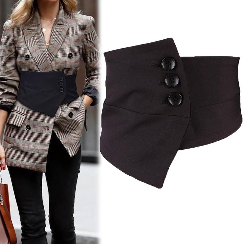 Ceintures Marque Designer Bureau Dames Automne Corset Sangle Costume Noir Tissu Large Irrégulière Ceinture Élastique Robe Taille Ceinture Décorat