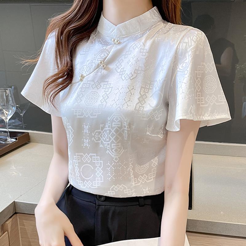 

Ethnic Clothing Chinese Traditional Top Qipao Shirt Woman Cheongsam Style Blouse Mandarin Collar Exquiste For WomenEthnic
