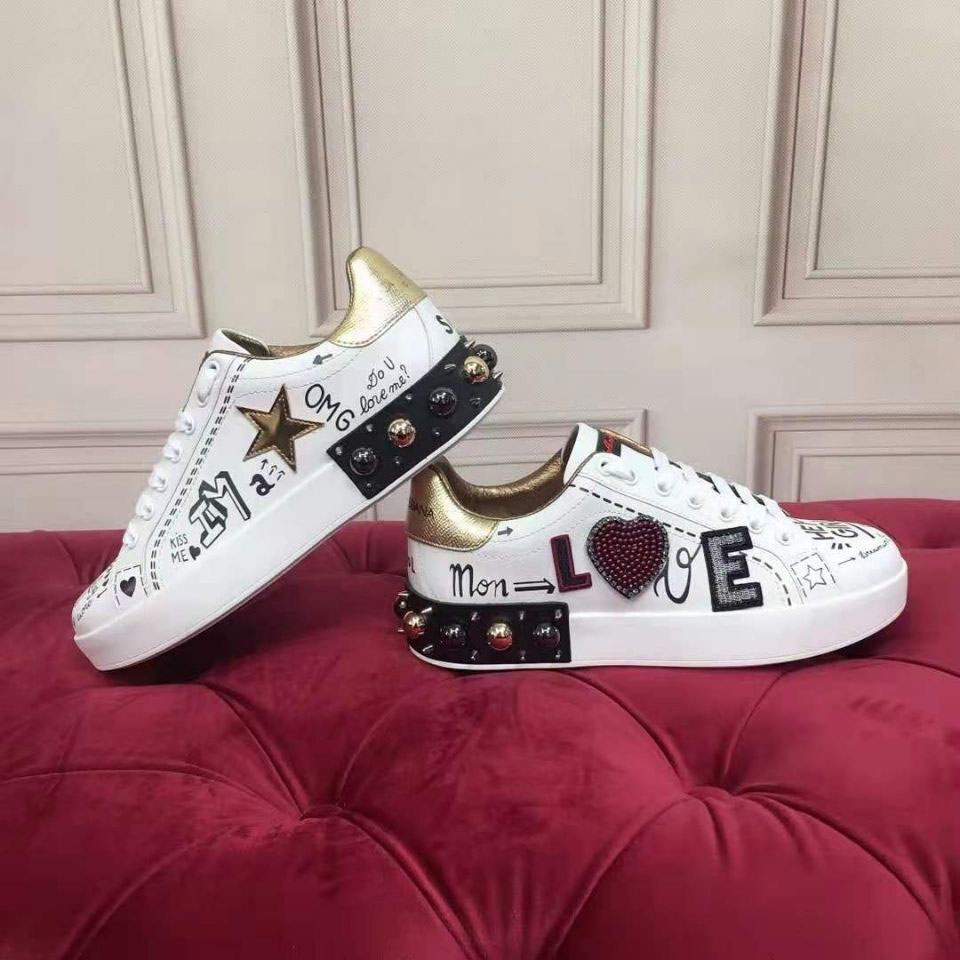 Luxury White Leather Calfskin Nappa Portofino Sneakers Shoes Brands Designer strass graffiti Comfort Outdoor Trainers Men's Casual Walking EU35-45, 106
