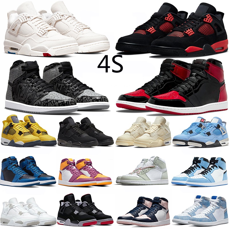 

Fashion 4s OG Sneakers Basketball Shoes Jumpman 4 Canyon Purple Sail Noir What The Red Thunder Shimmer University Blue Black Canyon Mens Women Trainers, 14