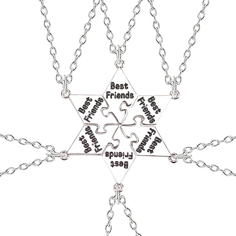 

Pendant Necklaces Fashion Friend Hexagonal Star Stitching Six-piece Alloy Necklace Men And Women Jewelry Choker Gifts 2022