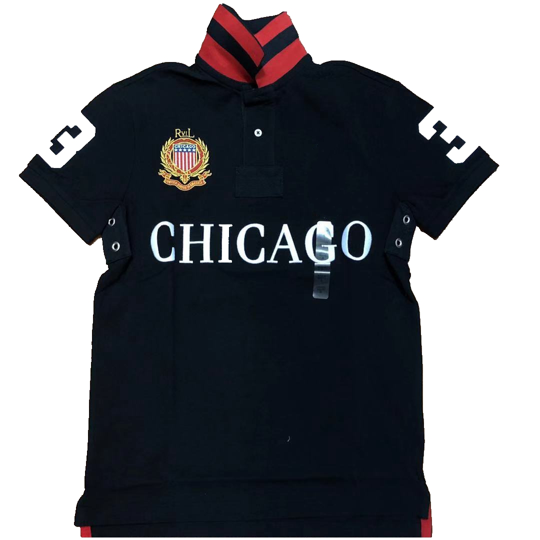 

Men' Polos Trendy City Name Badge Chicago Short Sleeve Shirt Men' T-Shirt