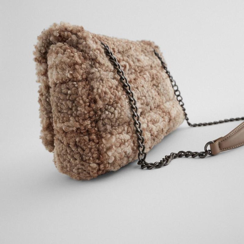 Evening Bags Fashion Faux Fur Square Crossbody Bag For Women Shoulder Soft Plush Women's Designer Handbag And Purses Bolsa Feminina Luxo