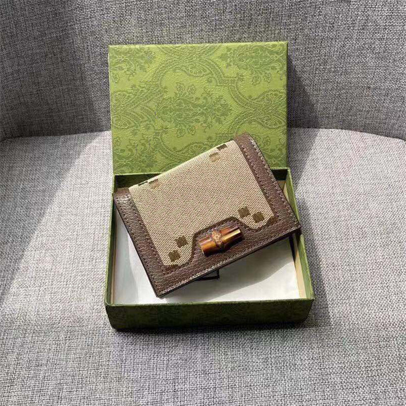 

Chic Bamboo Money Clips Wallet Letter Interlaced Pattern Purse Women Leather Business Credit Card Holders With Box