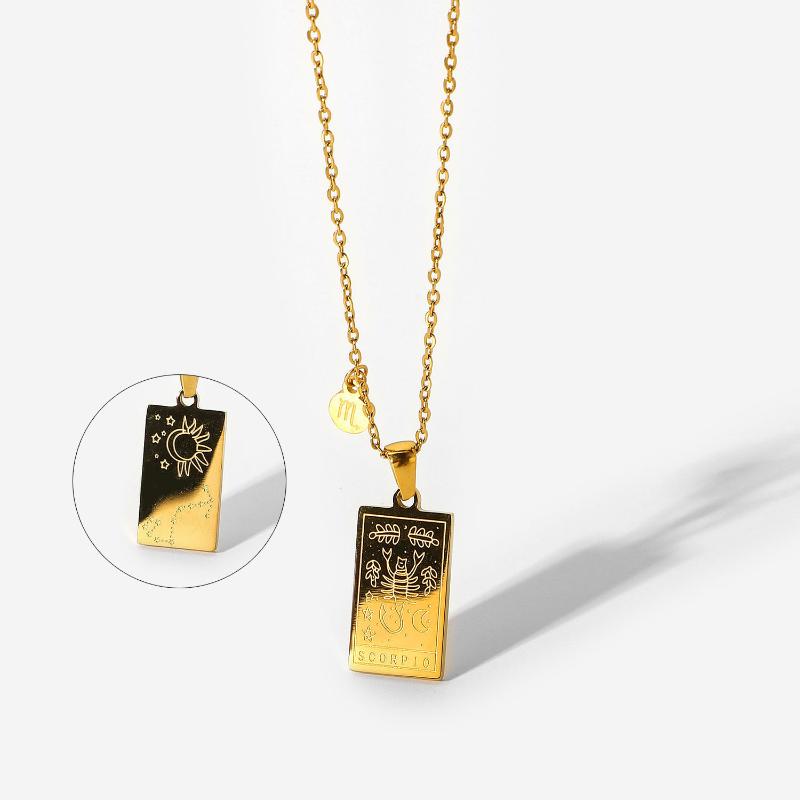 

Pendant Necklaces Constellation Collection Stainless Steel Neck Jewelry Adjustable Zodiac Sign Scorpio For Women Men Gift BijouxPendant