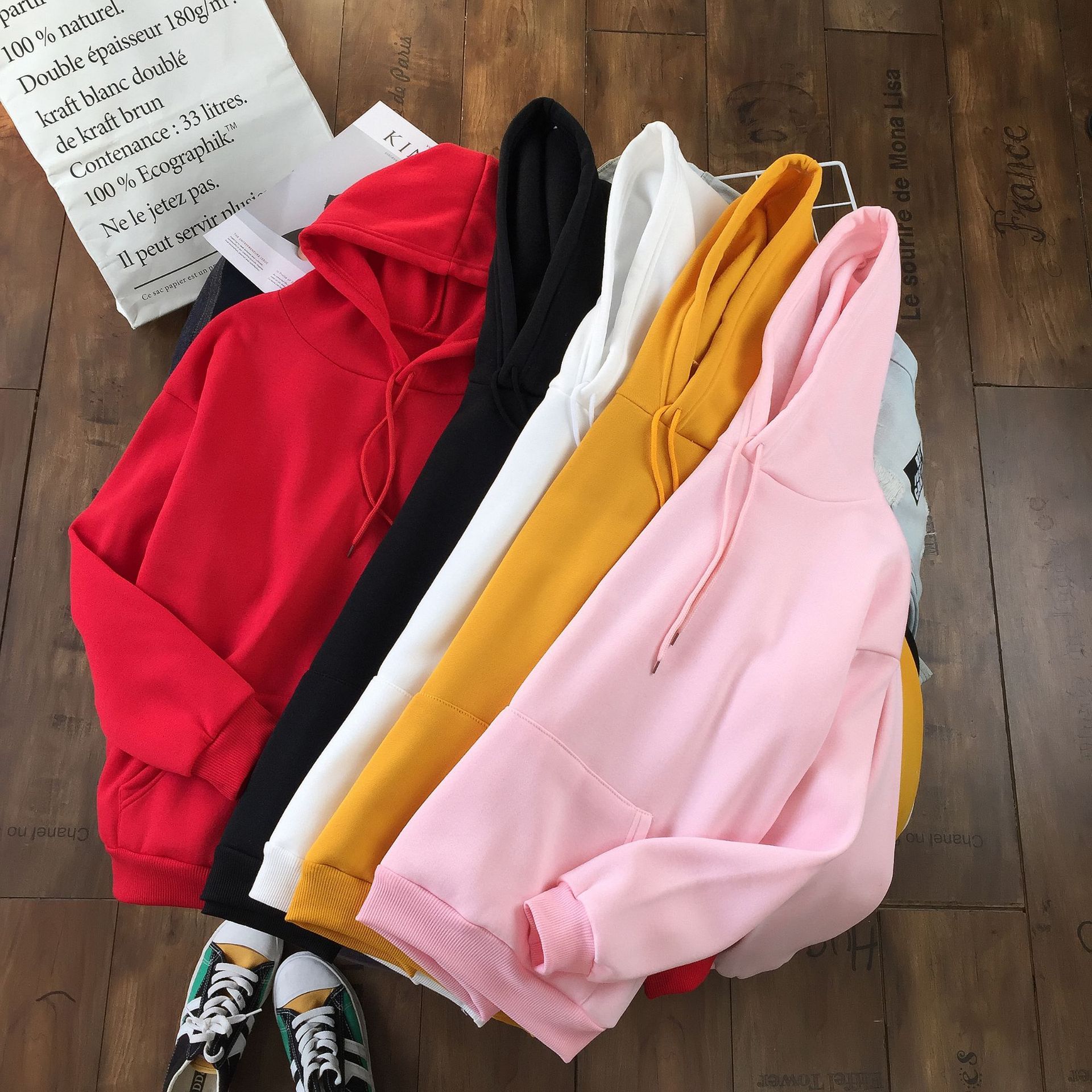 Pullovers Harajuku Hoodie Plus Rope Women Fleece Velvet Long-sleeved Pure Color Hooded Fleece Lovers Sweatshirt Female ZBB7000-image-758377112