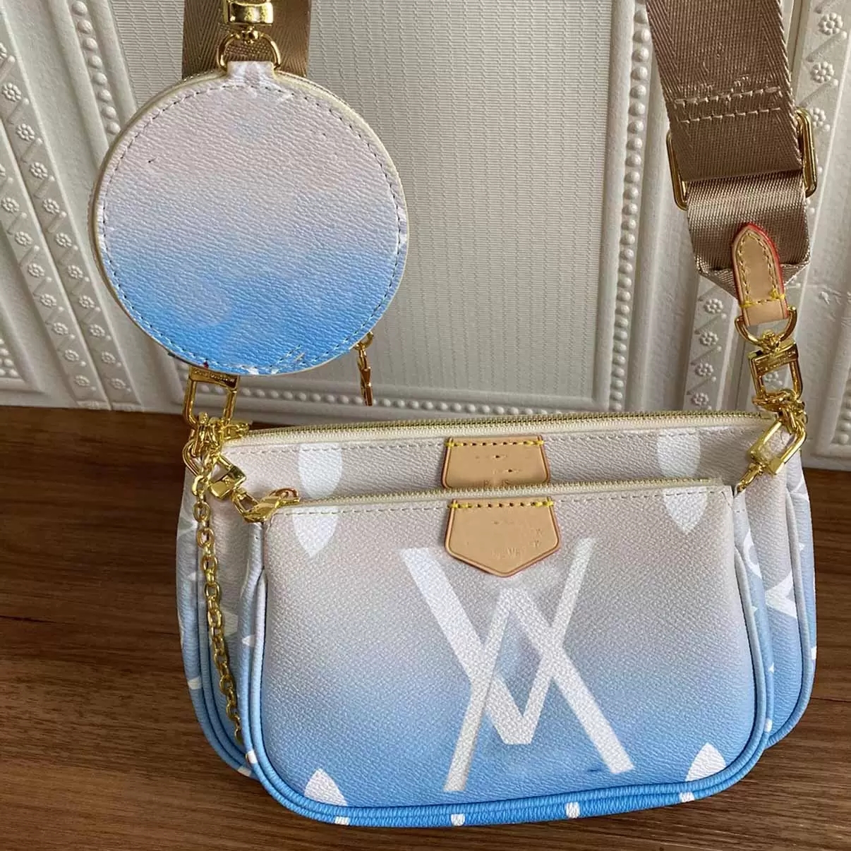 

HH Classic Ladies Luxurious Designer Bag Wallet High Quality Brand 2 in 1 Leather Zipper Bags Coin Purse Handbag Print Mens Vintage Crossbody 24*13.5*4cm Backpack, Pink