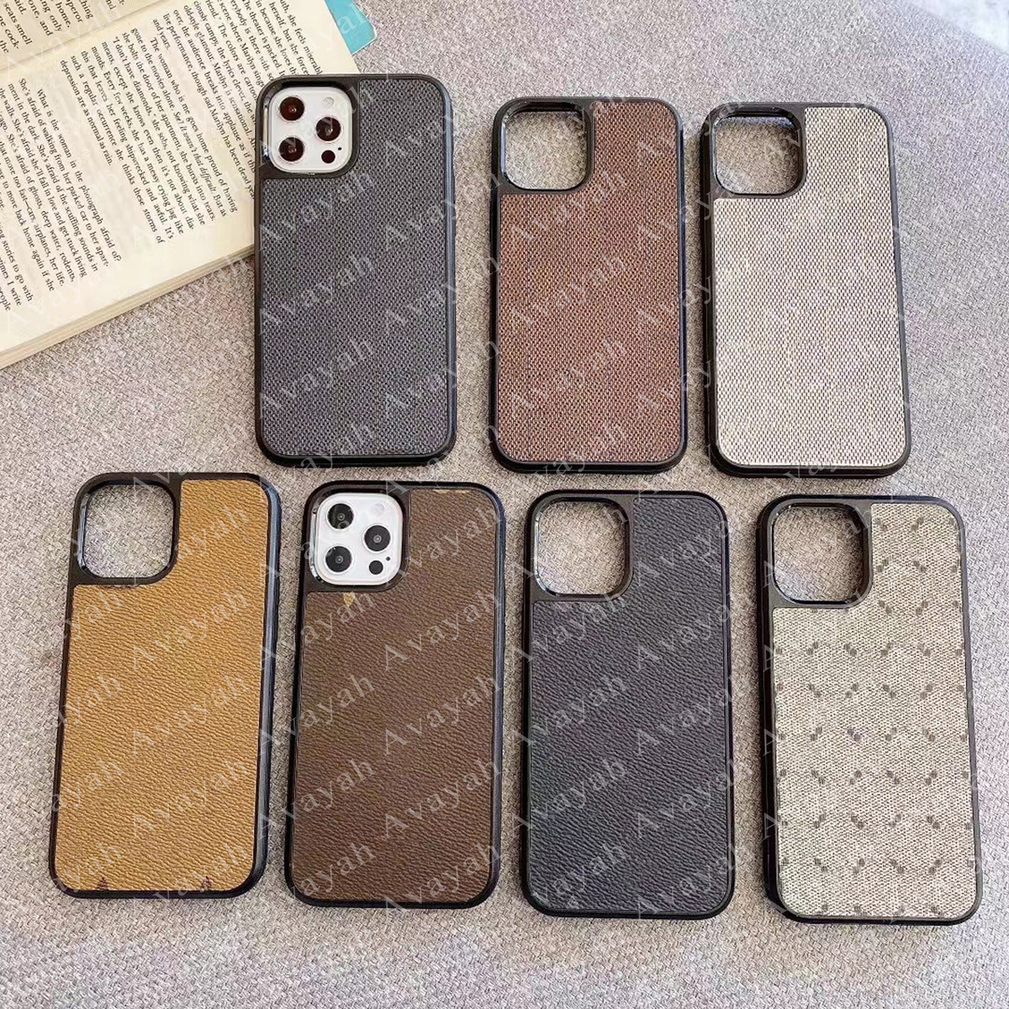 

Luxury Conque Phone Cases for iPhone 14 14pro 14plus 13 13pro 12 Mini 12pro 11 Pro Max X Xs Xr 8 7 Plus Premium Leather Shell Flower Case Protection Cover, #2 light brown flower